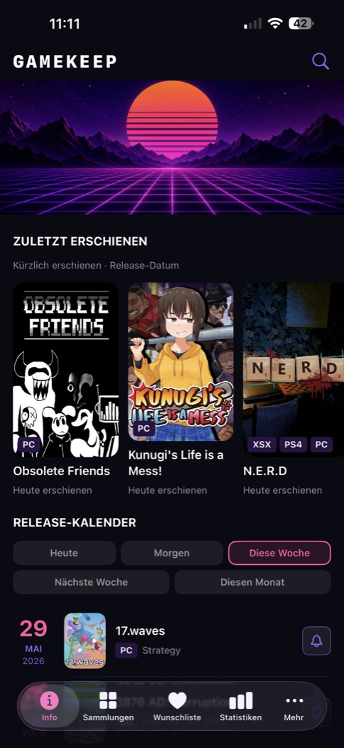 Einblick in die iOS-App · deutsche Oberfläche